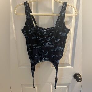 Yitty Fabletics bustier top in dark denim with print size M